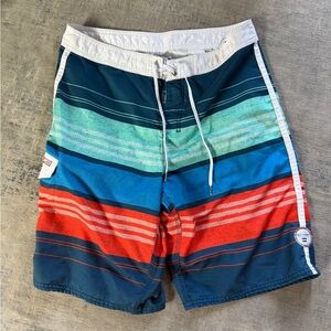 Billabong Men’s Striped Boardshorts - Blue/Teal/Red 33